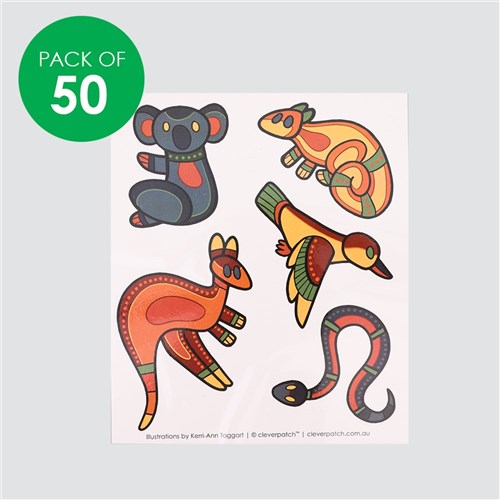 Temporary Tattoos - Indigenous Designed Animals - Pack of 50