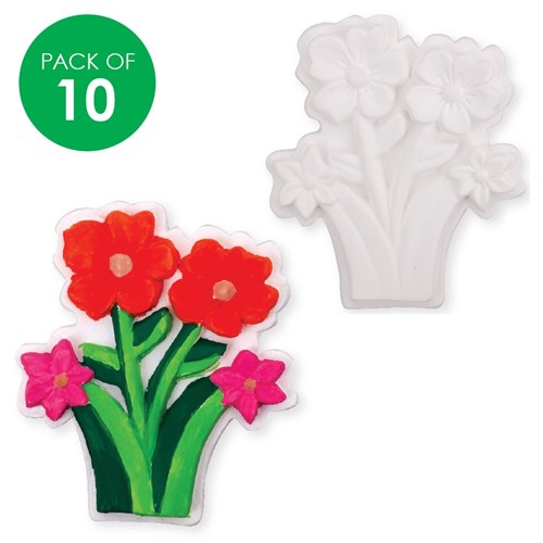 Plaster Flower Magnets - Pack of 10