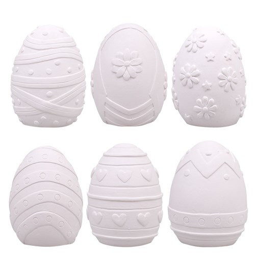 Plaster Easter Eggs - Pack of 6