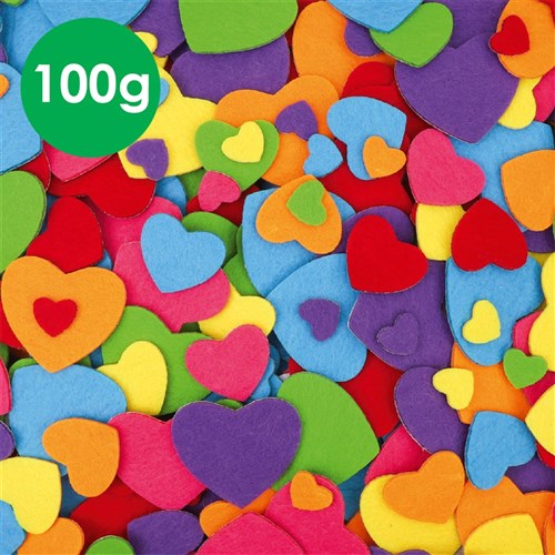 Felt Stickers - Hearts - 100g Pack