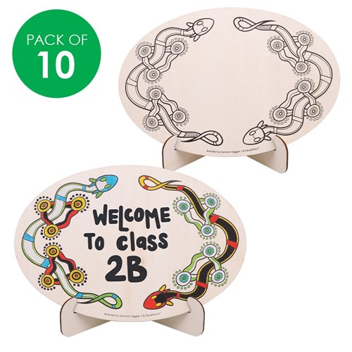 Indigenous Designed Wooden Standing Plaques - Pack of 10
