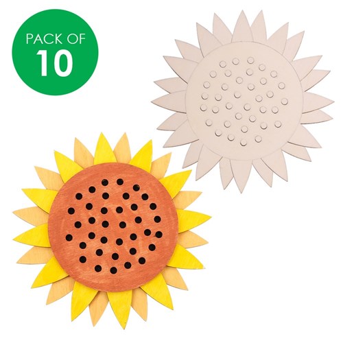 Wooden Sunflower Coasters - Pack of 10