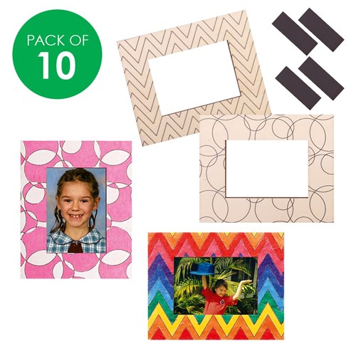 Wooden Magnet Frames - Patterns - Pack of 10