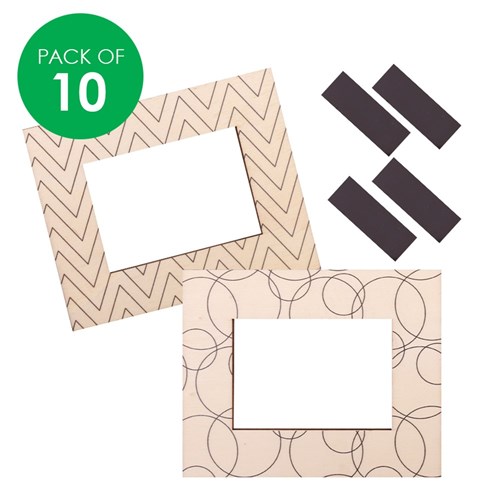 Wooden Magnet Frames - Patterns - Pack of 10