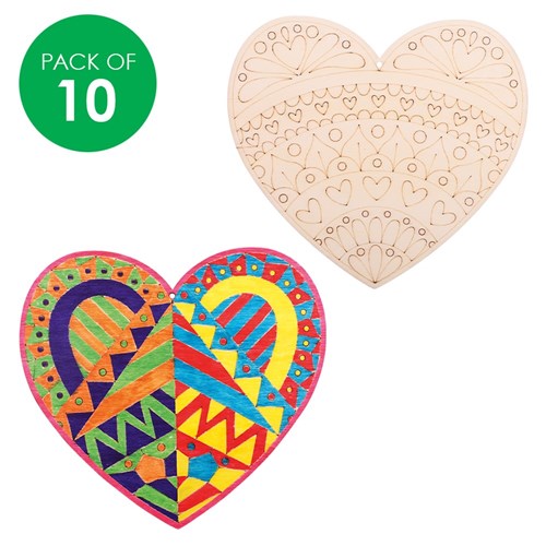 Laser Etched Wooden Hearts - Pack of 10