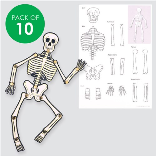 Cardboard Dancing Skeletons - White - Pack of 10