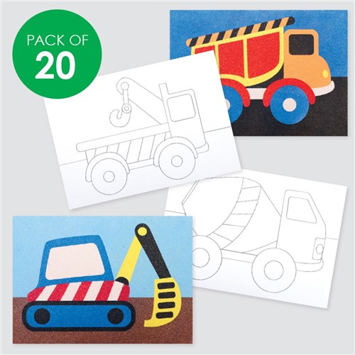 Construction Sand Art Sheets - Pack of 20