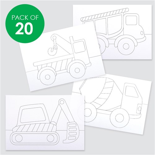 Construction Sand Art Sheets - Pack of 20