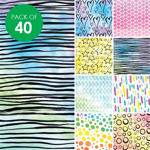 Watercolour Designs Craft Paper - Pack of 40