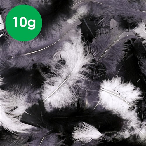 Feathers - Black, White & Grey - 10g Pack