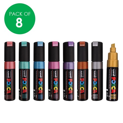 POSCA Paint Markers - Chisel Tip - Metallic - Pack of 8