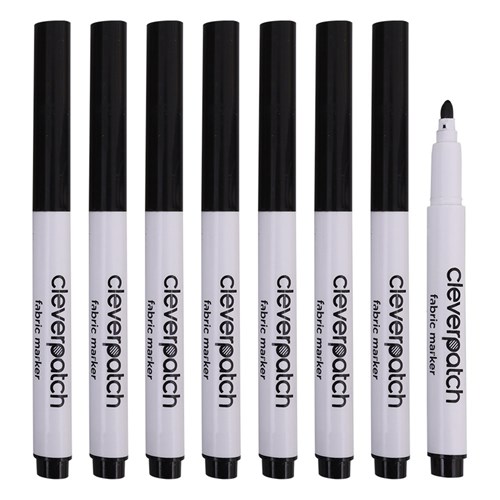CleverPatch Fabric Markers - Black - Pack of 8