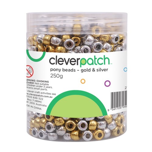 Pony Beads - Gold & Silver - 250g Tub