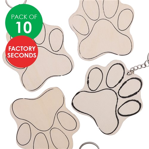 FACTORY SECONDS Printed Wooden Keyrings - Pets - Pack of 10