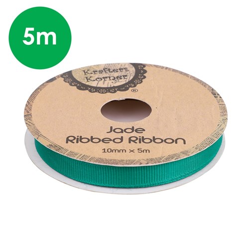 Ribbed Ribbon - Green - 5 Metres