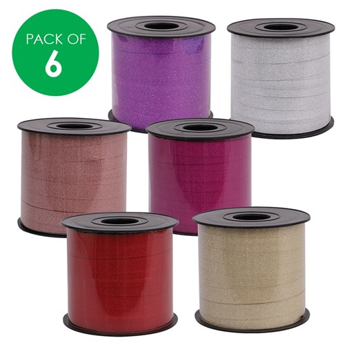 Glitter Curling Ribbon - Pack of 6 Colours