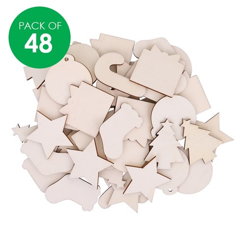 Mini Wooden Christmas Shapes - Pack of 48
