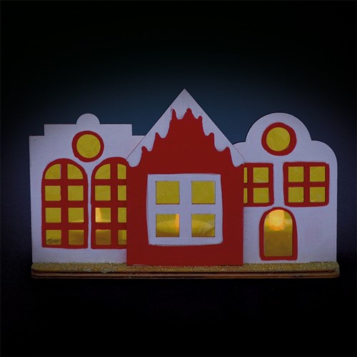Wooden Village Tealight Holders - Pack of 10