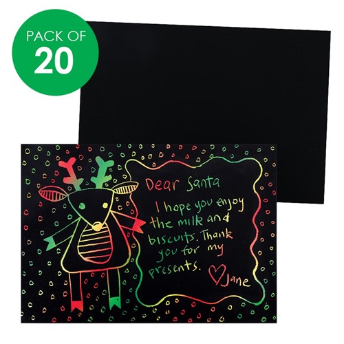 Scratch Board Sheets - Christmas Colours - Pack of 20