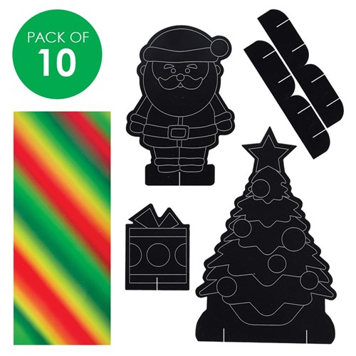 3D Printed Scratch Board Scenes - Christmas - Pack of 10