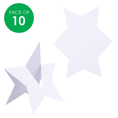 Cardboard Star Greeting Cards - White - Pack of 10