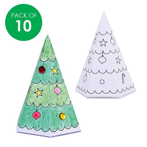 Cardboard Christmas Tree Gift Boxes - Pack of 10