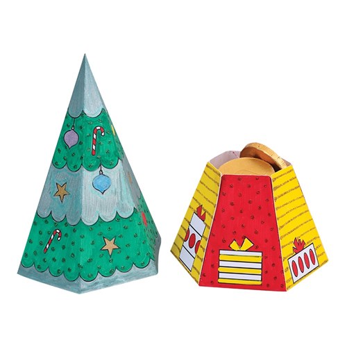 Cardboard Christmas Tree Gift Boxes - Pack of 10