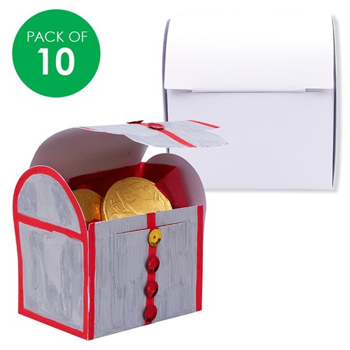Cardboard Treasure Chests - White - Pack of 10