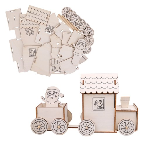 3D Wooden Christmas Train - Each