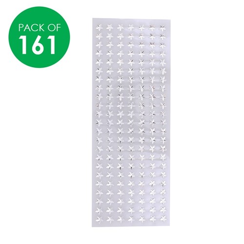 Self-Adhesive Star Rhinestones - Silver - Pack of 161