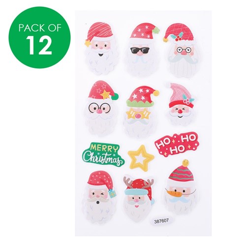 Glow in the Dark Stickers - Santa - Pack of 12