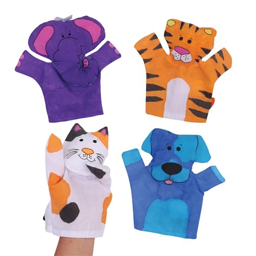 Cotton Animal Puppets with Fabric Markers - Makes 8