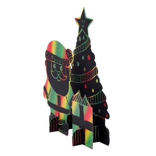 3D Scratch Board - Christmas Scene - Pack of 10