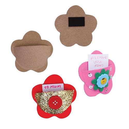 Papier Mache Pocket with Magnet - Flower