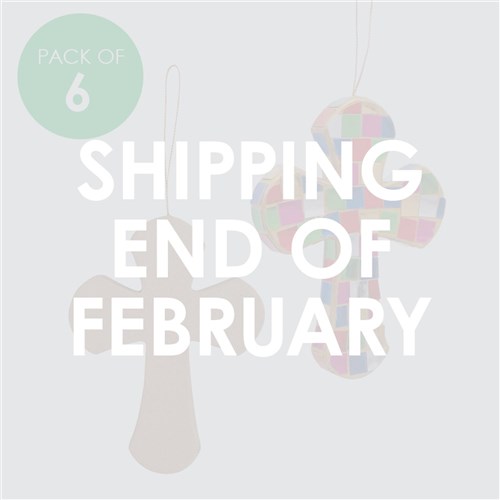 Papier Mache Cross Ornaments - Pack of 6