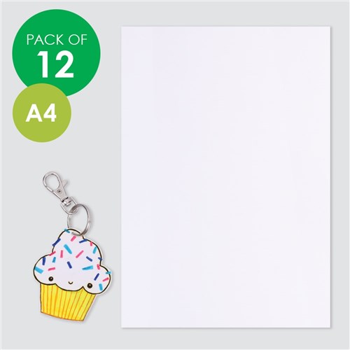 White Printable Shrink Film - A4 - Pack of 12
