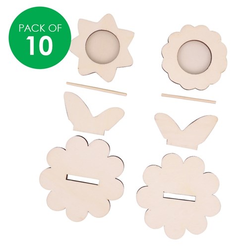 3D Wooden Flower Frames - Pack of 10