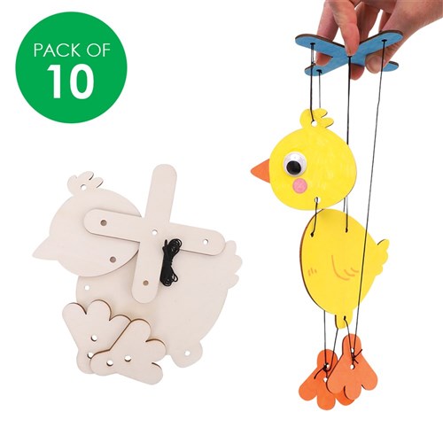 Wooden Marionettes - Chick - Pack of 10
