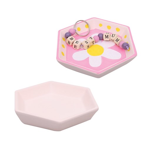 Ceramic Trinket Tray - Hexagon - Each