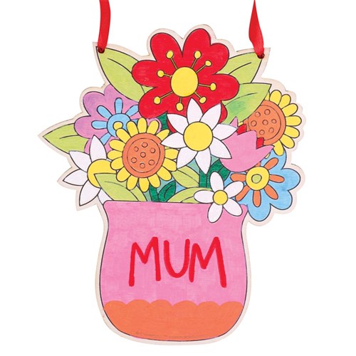 Wooden Hanging Flowers in Vase - Pack of 10