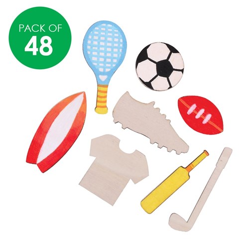 Mini Wooden Sports Shapes - Pack of 48