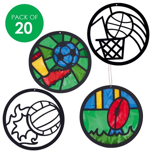 Cardboard Stained Glass Frames - Sport - Pack of 20
