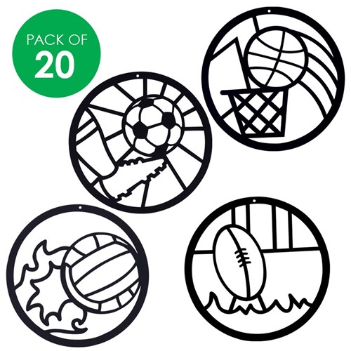 Cardboard Stained Glass Frames - Sport - Pack of 20