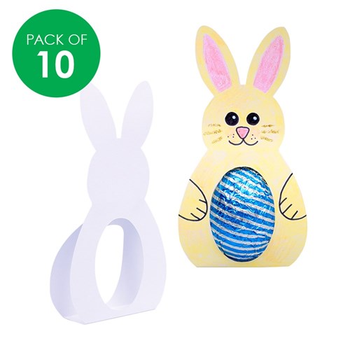 Cardboard Easter Bunny Egg Holders - White - Pack of 10