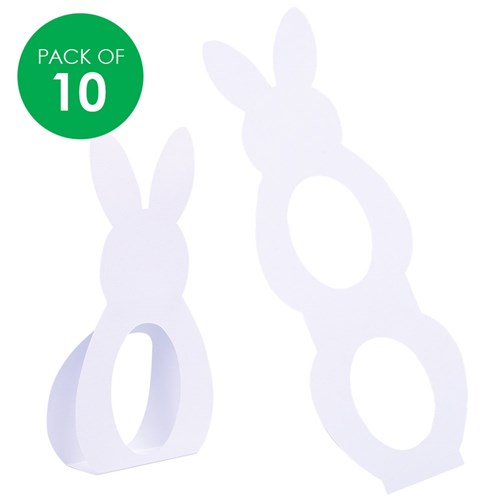 Cardboard Easter Bunny Egg Holders - White - Pack of 10