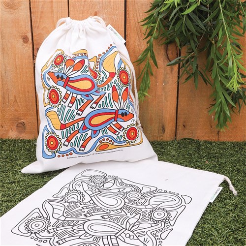 Indigenous Designed Printed Drawstring Bag - Bilby - Each
