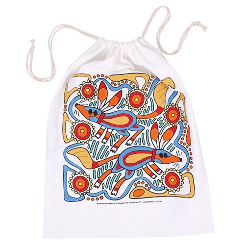 Indigenous Designed Printed Drawstring Bag - Bilby - Each