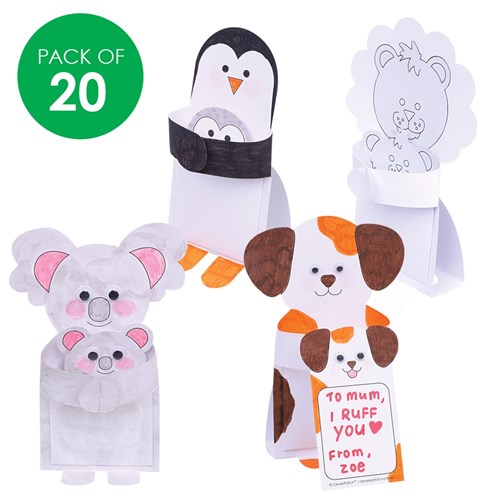 Cardboard Animal Cuddle Cards - Pack of 20