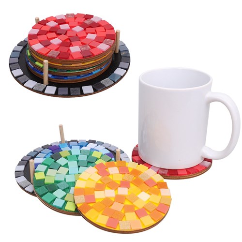 Wooden Coasters & Holder Set - Each