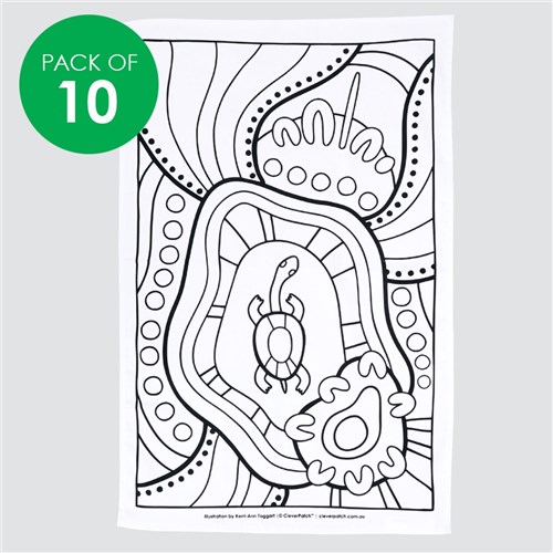 Indigenous Designed Tea Towels - Pack of 10